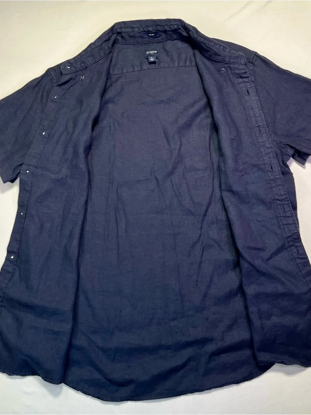J. Crew Men’s Irish Linen Lightweight Short-Sleeve Button-Down Shirt Navy - L